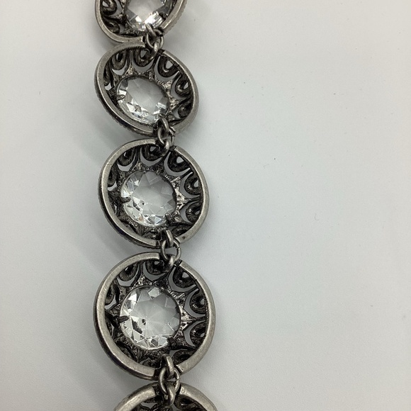 2156. Stunning Gunmetal Diamond-Encrusted Collar Necklace EUC - Picture 10 of 10